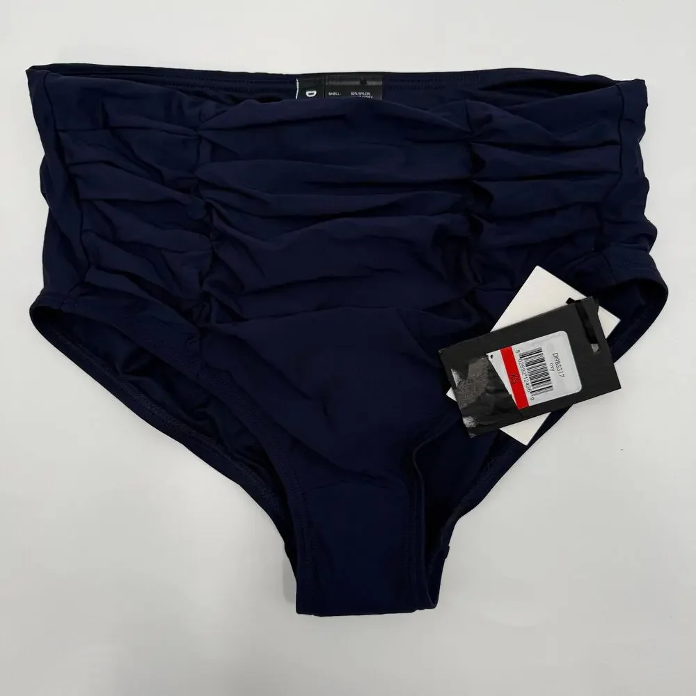 DKNY Bikini Bottoms SZ Extra Small Ruched High Waist Navy Blue NWT Swim Classic - Picture 11 of 11